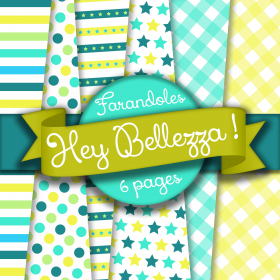 Papier numérique, vert jaune, bleu, turquoise, blanc, rayures, pois, étoiles, vichy, téléchargement immédiat