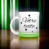 Mug en verre transparent, fond couleur bleu marine, à personnaliser