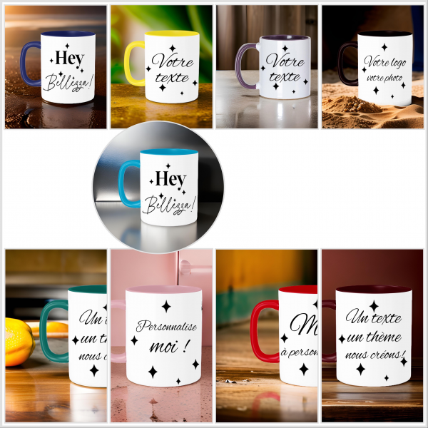 Mug en céramique, anse et intérieur de couleur violet , à personnaliser