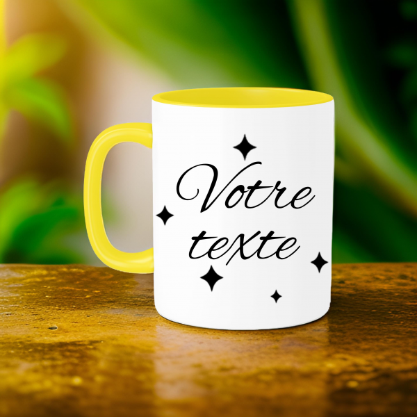 Mug en céramique, anse et intérieur de couleur orange , à personnaliser