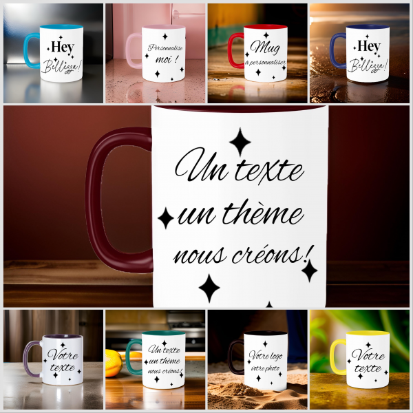 Mug en céramique, anse et intérieur de couleur orange , à personnaliser