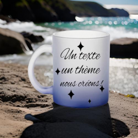 Mug en verre givré, couleur bleu marine , à personnaliser