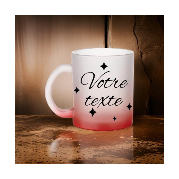 Mug en verre givré, couleur vert , à personnaliser