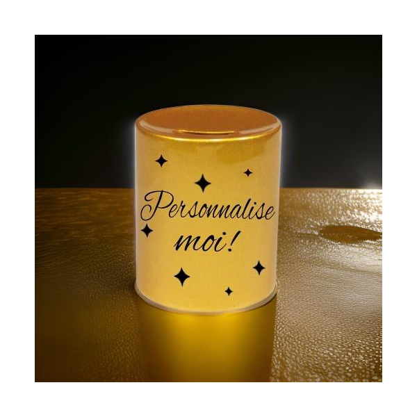 Tirelire doré à personnaliser, pré commande délai 8 à 10 jours