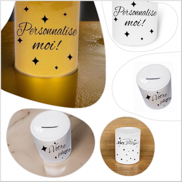 Tirelire doré à personnaliser, pré commande délai 8 à 10 jours