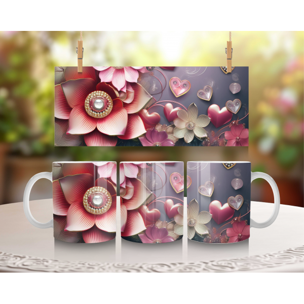 Mug fleurs, bouquet, à personnaliser, avec votre texte