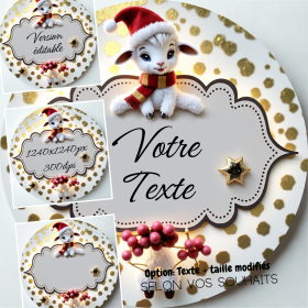 Noël, mignon,  image ronde png , téléchargement instantané + version éditable