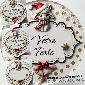 Noël, mignon, pois doré, image ronde png , téléchargement instantané + version éditable