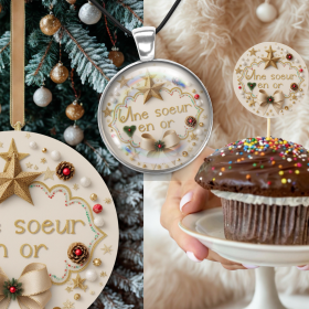 Noël, image ronde personnalisable avec votre texte et taille au choix. Fichier envoyé par email