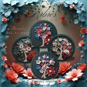 Arbre silhouette, fleur, image numérique à télécharger instantanément – Format png 300 dpi