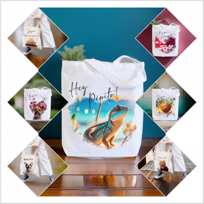 Sac Tote bag blanc images tranfert